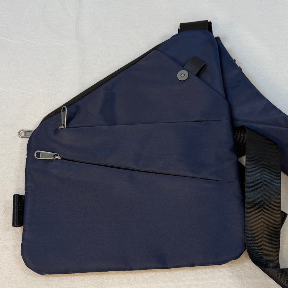 Wander Plus Anti-Theft Slim Travel Navy Blue Crossbody Sling Bag - Picture 12 of 16